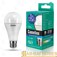 Лампа светодиодная Camelion A60 E27 15W 6500К 170-265V груша матовая (1/10/100)