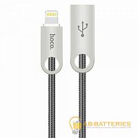 Кабель HOCO U8 USB (m)-Lightning (m) 1.0м 2.4A металл серый (1/30/300)  | Ab-Batteries | Элементы питания и аксессуары для сотовых оптом