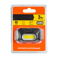 Фонарь налобный Старт LOE 208-BL1 3W COB от батареек 3хААA черный (1/20/100)