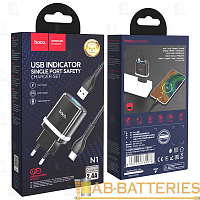 Сетевое З/У HOCO N1 2.4A с кабелем Type-C черный (1/12/120)