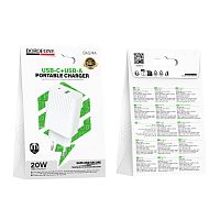 Сетевое З/У Borofone BAS74A 1USB+1Type-C 20W PD3.0 белый (1/20/120)