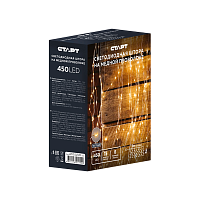 Гирлянда Старт НГ 450LED 3х3м занавес медь 8 режимов теплый белый (1/10/50)