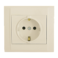 Розетка Makel Defne 1гн. 16A С/З кремовый 42010028 (1/12)