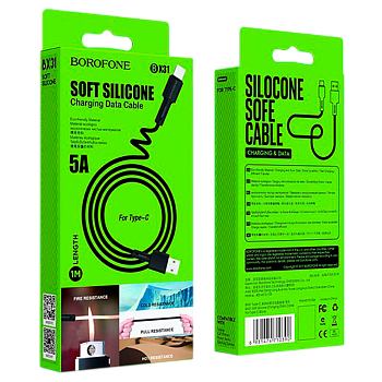Кабель Borofone BX31 USB (m)-Lightning (m) 1м 2.4A силикон черный