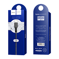 Кабель HOCO X20 USB (m)-Lightning (m) 1м 2.4A ПВХ черный (1/30/300)