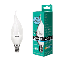 Лампа светодиодная Camelion CW35 E14 10W 4500К 170-265V свеча на ветру матовая (1/10/100)