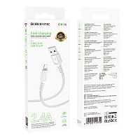 Кабель Borofone BX116 USB (m)-Lightning (m) 1м 2.4A ПВХ белый (1/360)