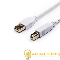 *Кабель Atcom USB (m)-USB B (m) 1.8м силикон стаб.напр. белый (1/10/250) 