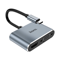 Переходник HOCO HB29 Type-C (m)-HDMI/VGA (f) серый (1/18/180)