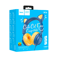 Наушники полноразмерные HOCO W36 Cat ear с микр. синий (1/30)