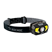 Фонарь налобный Космос HuntHelper 5W ХРЕ+COB от батареек черный (1/20/120)