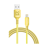 Кабель Defender F207 USB (m)-Lightning (m) 1м 2.4A желтый (1/100)