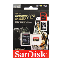Карта памяти microSD SanDisk Extreme Pro 256GB Class10 A2 UHS-I (U3) 200 МБ/сек CN (Китай) с адаптер