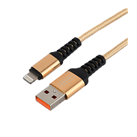 Кабель GoPower GP02L USB (m)-Lightning (m) 1м 2.4A нейлон золотой (1/200/800)