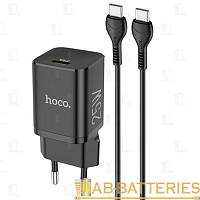 Сетевое З/У HOCO N19 Type-C 25W PD3.0 с кабелем Type-C-Type-C 60W черный (1/12/120)