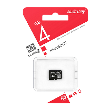 Карта памяти microSD Smartbuy 4GB Class10 10 МБ/сек без адаптера