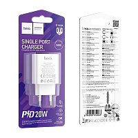 Сетевое З/У HOCO C143A Type-C 20W PD,QC белый (1/32/192)