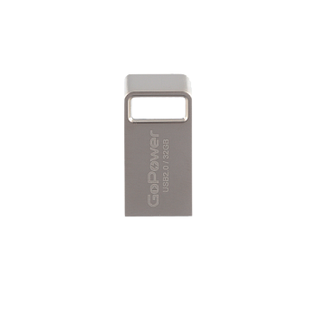 Флеш-накопитель GoPower MINI 32GB USB2.0 металл серебряный (1/50/1000)