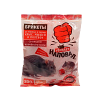 Тесто-брикеты Наповал родентицид от крыс и мышей со вкусом копченого мяса 200г пакет (1/50)