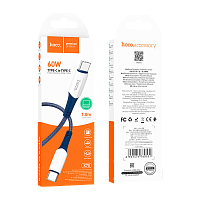 Кабель HOCO X70 Type-C (m)-Type-C (m) 1м 3.0A 60W нейлон синий (1/31/310)