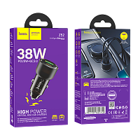 Автомобильное З/У HOCO Z52 1USB/Type-C 3.0A 38W QC3.0 черный (1/12/120)