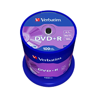 Диск DVD-R Verbatim 4.7GB 16x 100шт. cake box (100/400) 