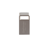 Флеш-накопитель GoPower MINI 16GB USB2.0 металл серебряный (1/50/1000)