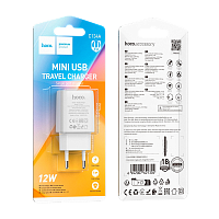 Сетевое З/У HOCO C134A 1USB 2.4A белый (1/36/216)