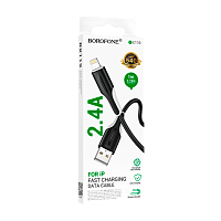 Кабель Borofone BX119 USB (m)-Lightning (m) 1м 2.4A ПВХ черный (1/360)