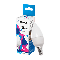 Лампа светодиодная Космос CN E14 10.5W 4500К 220V свеча матовая (1/10/80)