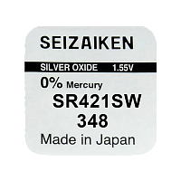 Батарейка SEIZAIKEN 348 (SR421SW) Silver Oxide 1.55V (1/10/100/1000)