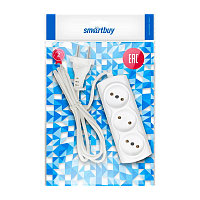 Удлинитель Smartbuy 3р.Б/З 6A 1.5м ШВВП 2x0.75мм² белый (1/60)