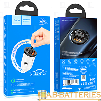 Автомобильное З/У HOCO NZ2 1USB/Type-C 4.8A 30W QC3.0 белый (1/12/120) 