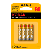 Батарейка Kodak ULTRA PREMIUM LR03 AAA BL4 Alkaline 1.5V (4/40/200/32000) 
