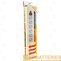 Сетевой фильтр Гарнизон ЕНB-15 6р.С/З 10A 5.0м 90 Дж ПВС 3x0.75мм² с выкл. белый (1/30)