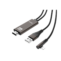 Кабель HOCO UA14 USB (m)-Lightning/HDMI (m) 2м 2.0A нейлон черный (1/82)