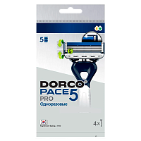 Бритва одноразовая DORCO "PACE5 PRO" 5 лезвий с триммером 4шт. (1/12)
