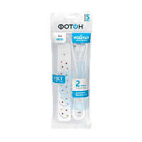 Удлинитель Фотон 16-25ЕS 5р.С/З 16A 2.0м с выкл. ПВС 3x1мм² белый (1/20)