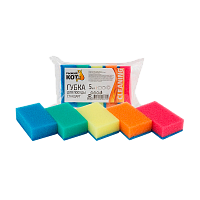 Губка для посуды Рыжий кот "Стандарт" 75х45х25мм 5шт. ассорти (1/60)