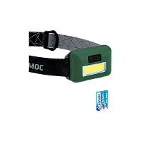 Фонарь налобный Космос 520B 3WCOBLED от батареек 3хААА IP44 3 режима зеленый (1/30/240)