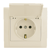 Розетка Makel Defne 1гн. 16A С/З со шторкой кремовый 42010029 (1/12)