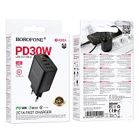 Сетевое З/У Borofone BA98A 1USB+2Type-C 3.0A 30W дисплей черный (1/46/184)