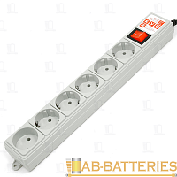 Сетевой фильтр Power Cube 5р.С/З 1р.Б/З 10A 1.9м 180 Дж ПВС с выкл. серый (1/24)