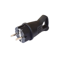 Вилка электрическая Прогресс косая с кольцом С/З черный (1/20/200)