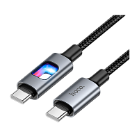 Кабель HOCO U144 Type-C (m)-Type-C (m) 1.2м 3.0A 60W нейлон подсветка черный (1/22/220)
