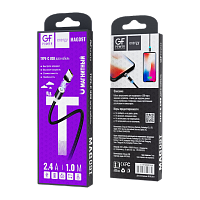 Кабель GFPower MAG09T USB (m)-Type-C (m) 1м 2.4A нейлон магнит черный (1/200/800)