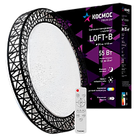 Светильник настенно-потолочный Космос Loft-B Premium 55W 230V LED накладной пульт ДУ черный (1/5)