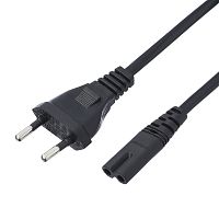 Кабель питания Без бренда TD-2729 (888) евровилка-2-pin 2.0м черный (1/25/200)
