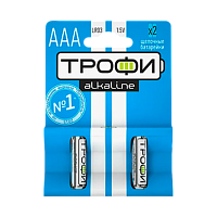 Батарейка Трофи LR03 AAA BL2 Alkaline 1.5V (2/40/480/23040) 
