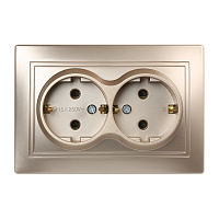 Розетка Smartbuy 2-местная с заземлением 16А шампань, "Венера"